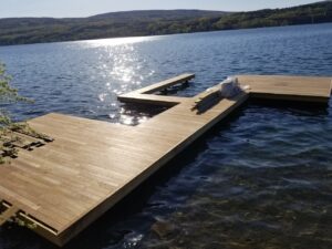 Thermally modified ash decking used for a dock